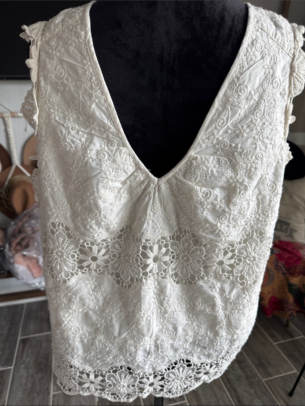 Free People Ashtin Set Cream Lace-Top and High-Waist Set- Oversized - Picture 7 of 10